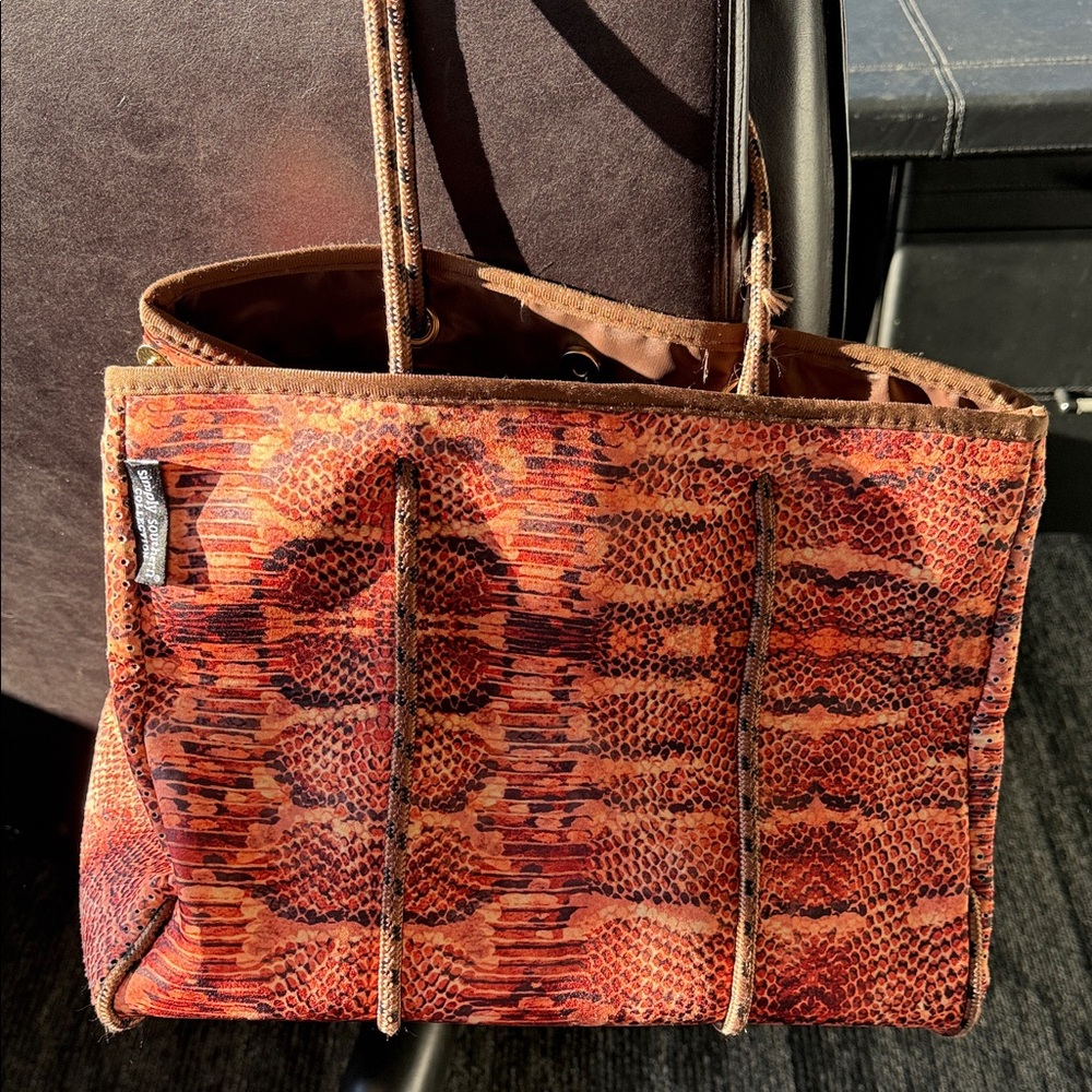 Simply Southern Neoprene Red and Brown Snake Print Tote